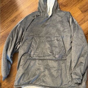 Comfy USA Gray Sherpa-Lined Hooded Puffer Pullover